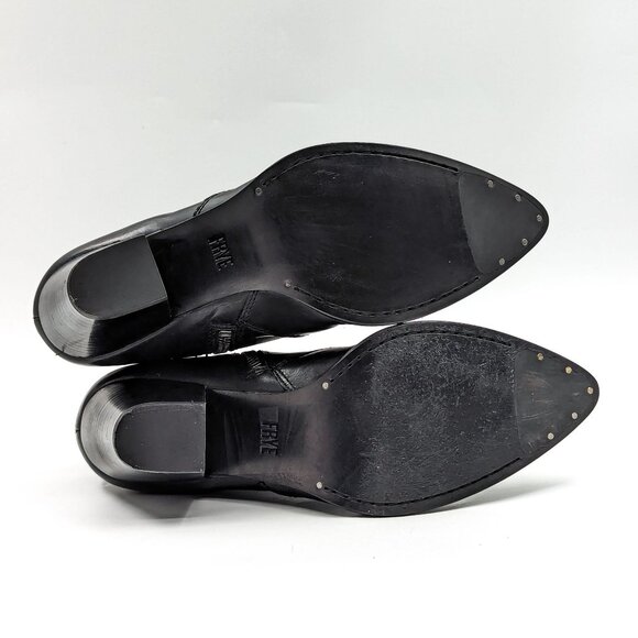 Frye Women Jennifer Bootie Black Leather Western Cowboy Ankle Boots size 8.5 - Picture 6 of 12